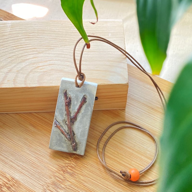 天然小树枝 水泥 扩香颈链 手工项链 原创 环保 upcycling - 项链 - 水泥 灰色