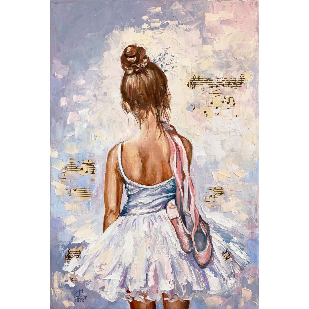 Little Ballerina artwork  Original Oil Art Ballet Dancer Painting Dancing - 墙贴/壁贴 - 其他材质 多色