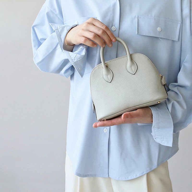 真皮女包mini貝殼包 牛皮單肩包 可愛小背包 手提包斜挎包 手機包 - 手提包/手提袋 - 真皮 