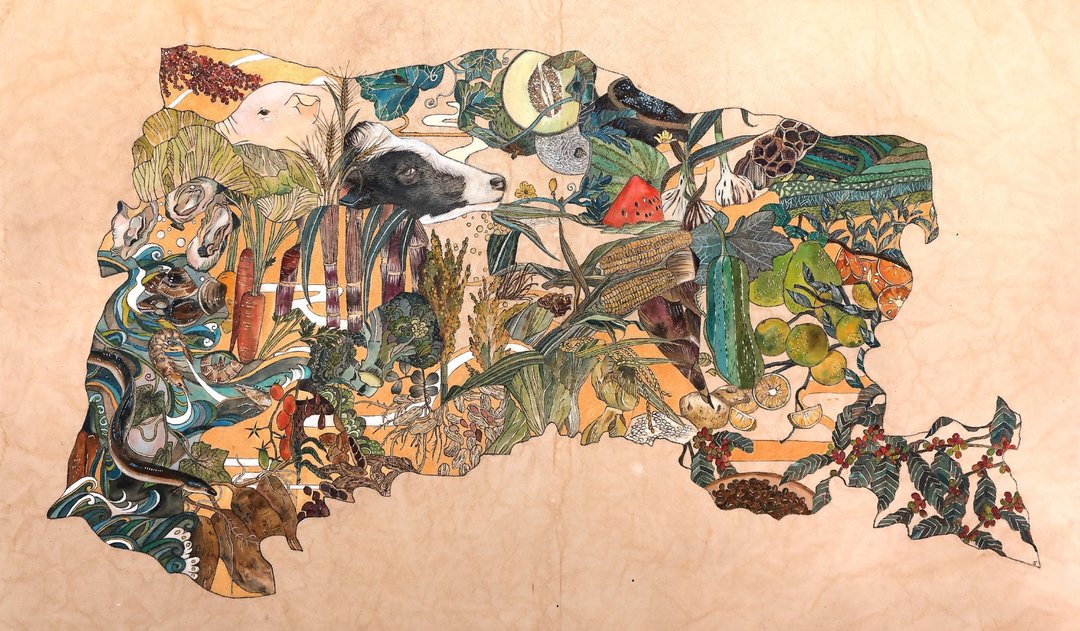 云林物产地图－金色大地挂布 - 海报/装饰画/版画 - 棉 