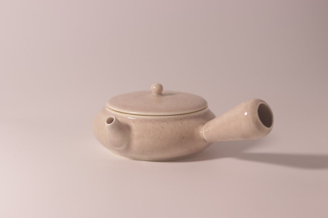 灰粉 侧把扁茶壶 - 茶具/茶杯 - 陶 粉红色
