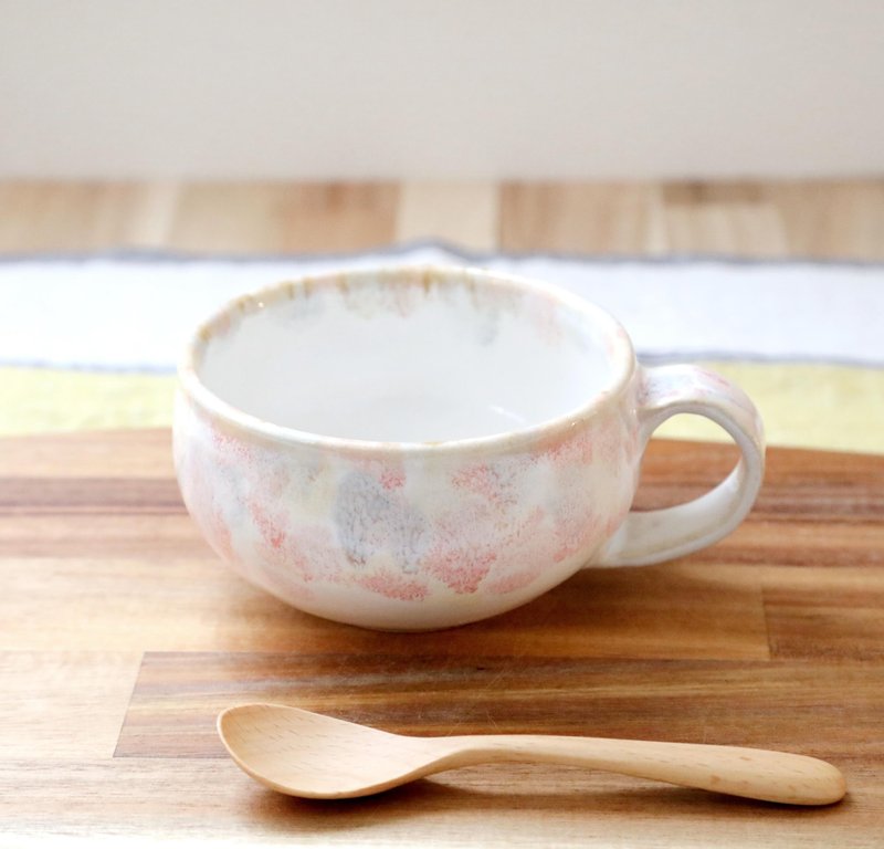 白釉与秋色纹样汤杯 - 咖啡杯/马克杯 - 陶 红色