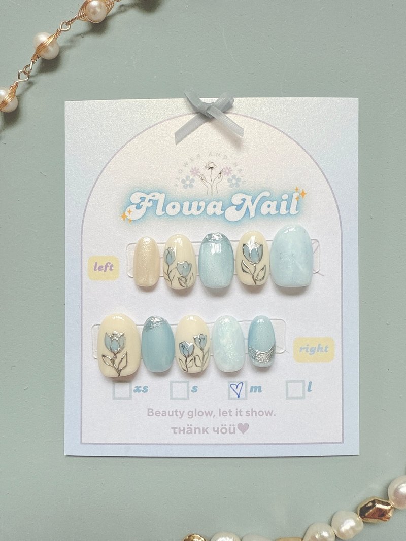 【定制】手工穿戴甲 | Blue Tulip | No.S18 - 指甲油/指甲贴 - 其他材质 蓝色