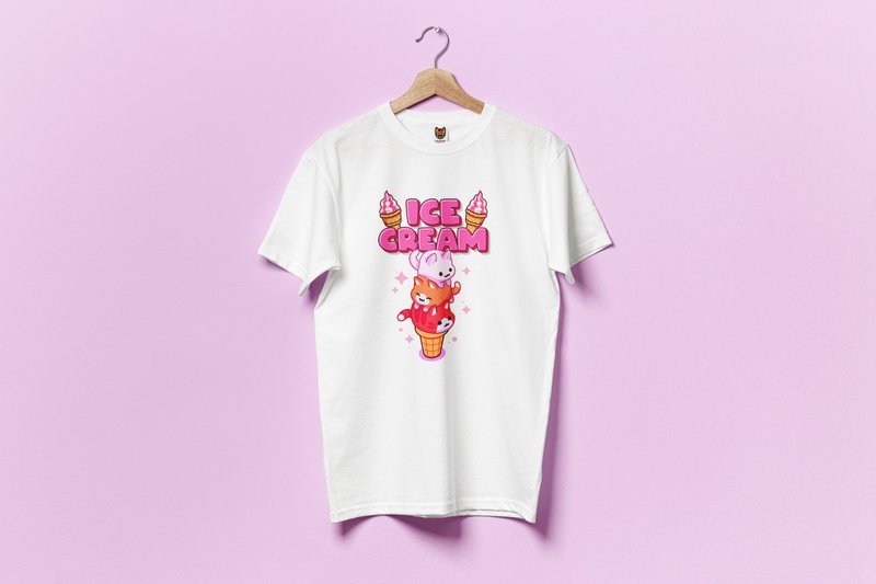 Harajuku Y2K 冰淇淋店 T 恤 - 男装衬衫 - 棉．麻 多色