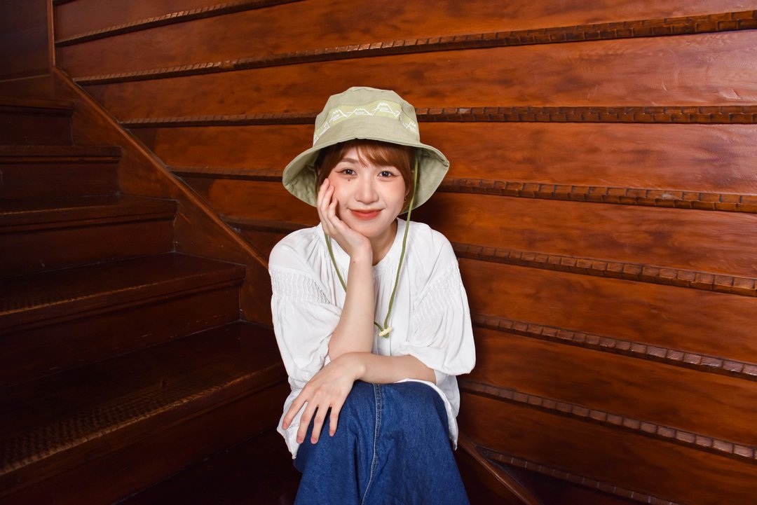 老屋铁窗花刺绣渔夫帽 油果绿 - 帽子 - 棉 