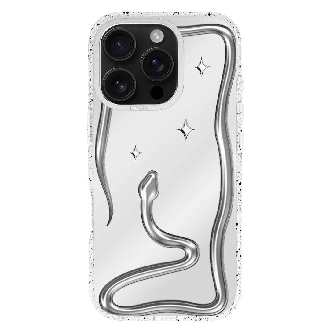仿真动物系－你没见过的3D贪吃蛇 透彩框镜面磁吸版 iPhone防摔壳 - 手机壳/手机套 - 环保材料 银色