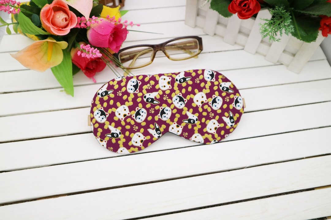 猫脸与狗头 可调式眼罩 送束口收纳袋 sleep mask - 眼罩 - 棉 多色