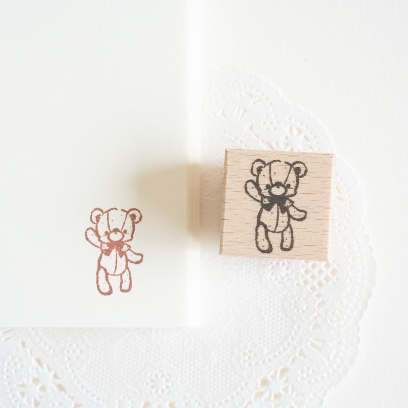 印章 – 挥手的泰迪熊 - 印章/印台 - 橡胶 咖啡色