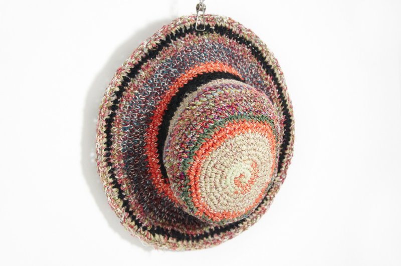 手捻棉麻编织帽/编织帽/渔夫帽/钩针遮阳帽/草帽 - 混色纱丽线阳光森林 ( 限量一件 ) - 帽子 - 棉．麻 多色