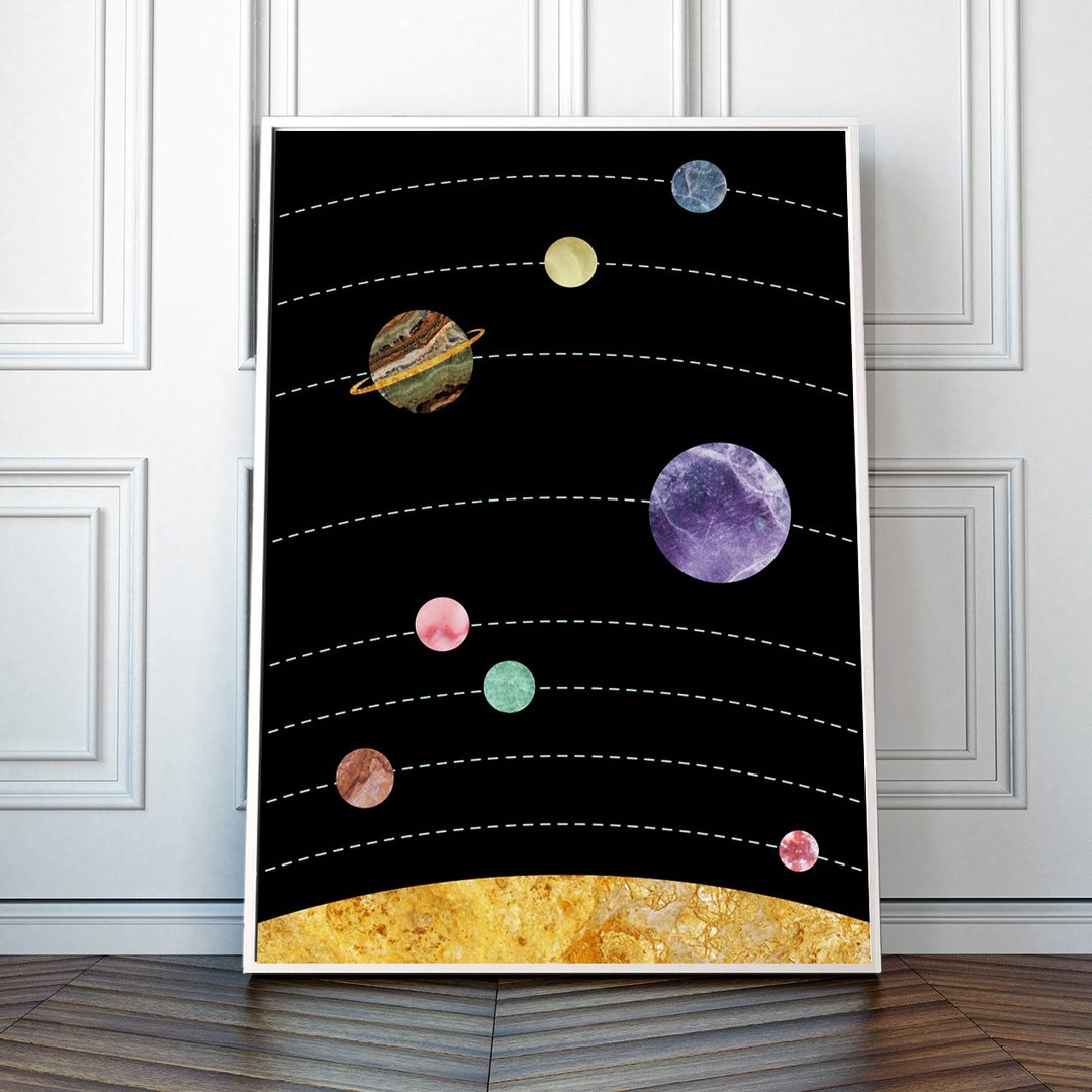 太阳系行星、太空艺术印刷品，适合儿童房装饰 - 墙贴/壁贴 - 纸 
