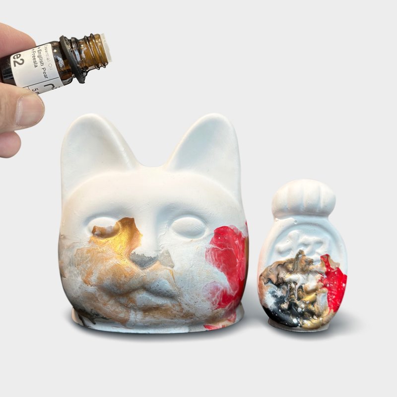 手工制造 I 招财猫扩香石 I 流体艺术 - 香薰/精油/线香 - 其他材质 灰色