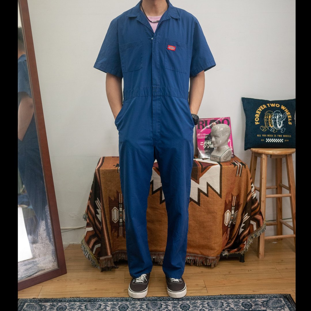 DICKIES 蓝色40 短袖 连身工作服 COVERALLS 古着 二手 - 男士长裤 - 棉 蓝色