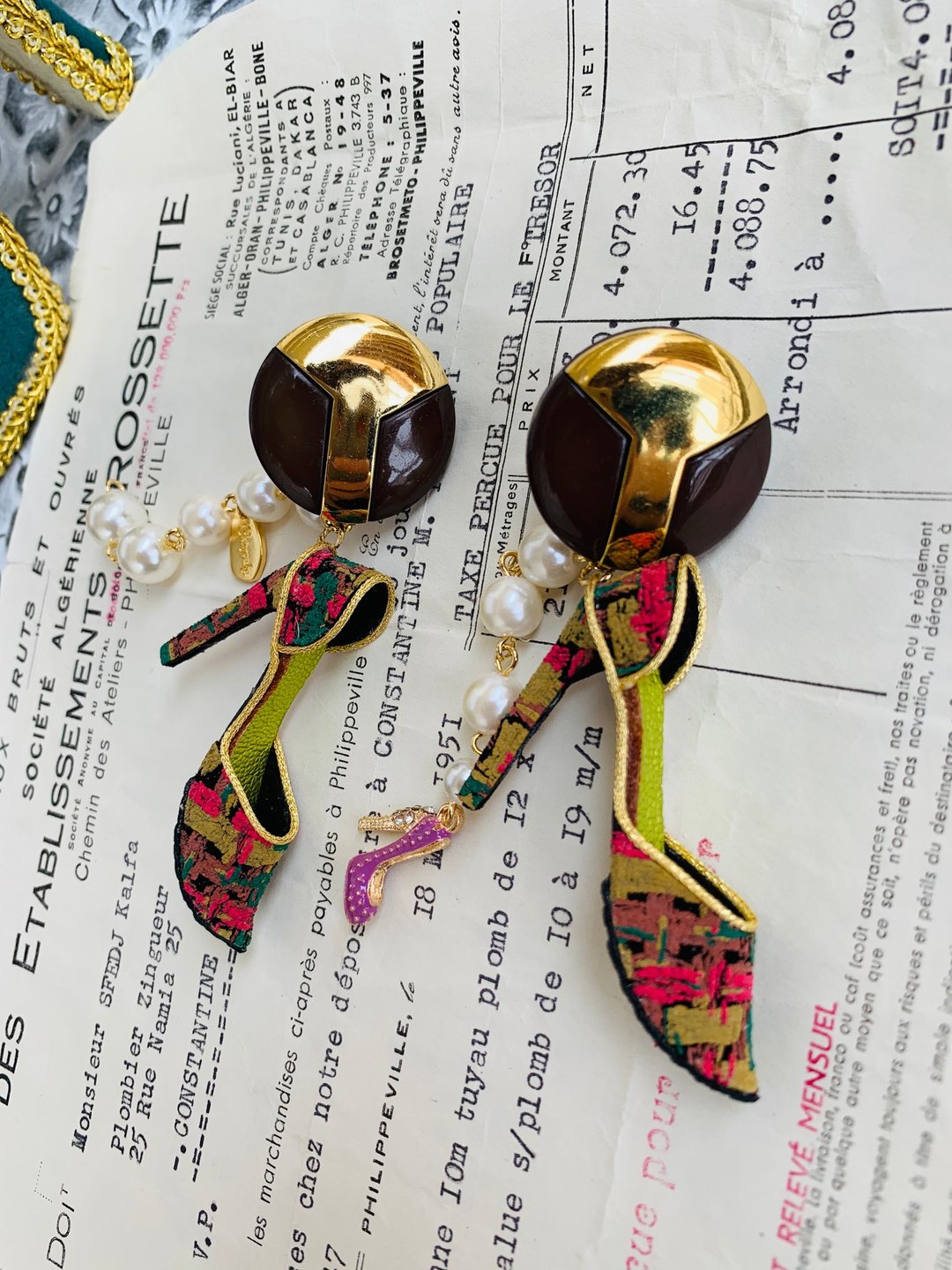 highheels　earring - 耳环/耳夹 - 真皮 多色