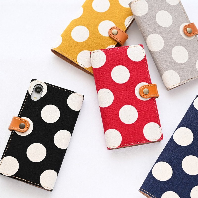 智慧型手机壳 兼容于所有型号 笔记本 [我喜欢圆点 - 真皮材质] 帆布圆点 真皮 真皮 纯国产手机壳 iPhone Xperia AA01K - 手机壳/手机套 - 真皮 多色