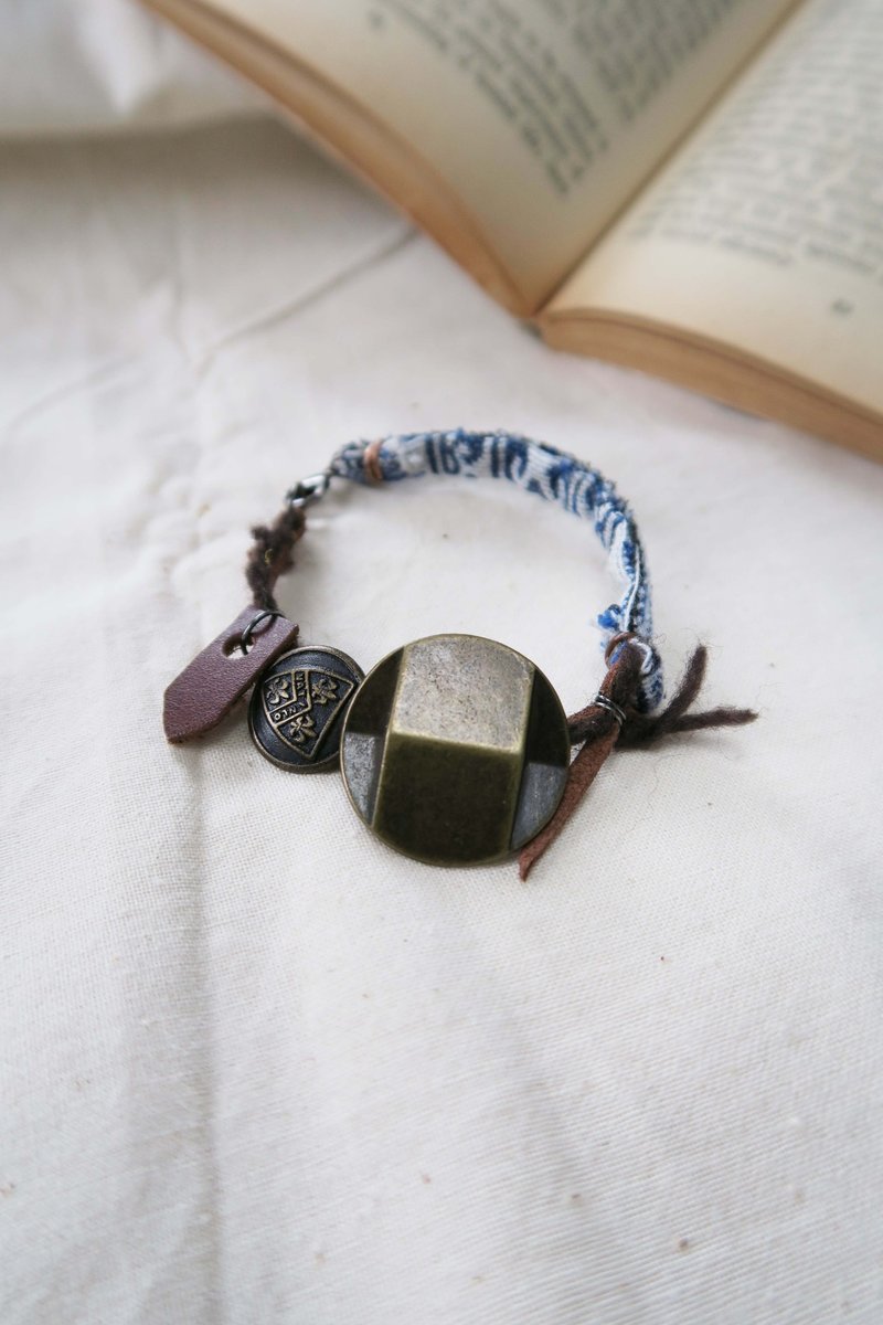 “复古.怀旧.”波希米亚风|织布|古铜|真皮|皮革|中性|啡色|蓝色|手链 |手绳| 情人节|新年|礼物 - 手链/手环 - 其他金属 蓝色