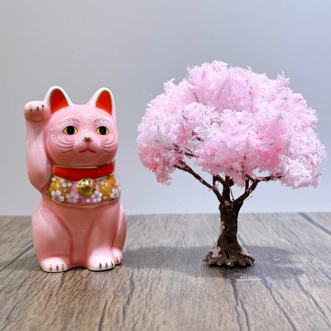 【粉樱福猫】日本药师樱花招财猫 小号 - 摆饰 - 瓷 粉红色
