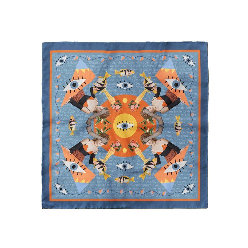 插画师 ::真丝丝巾100%silk:: — Stay Cool 欧美拼贴画 印花方巾 - 丝巾 - 丝．绢 多色