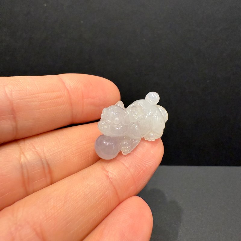 瀚玉珠宝 天然紫罗兰翡翠 紫罗兰老鼠 鼠来宝 老鼠抱着一颗紫色珠 - 其他 - 玉石 
