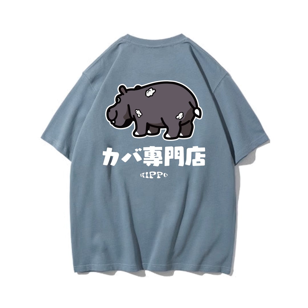 HIPPO PALACE / 河马浴汤 - 中性连帽卫衣/T 恤 - 棉 蓝色