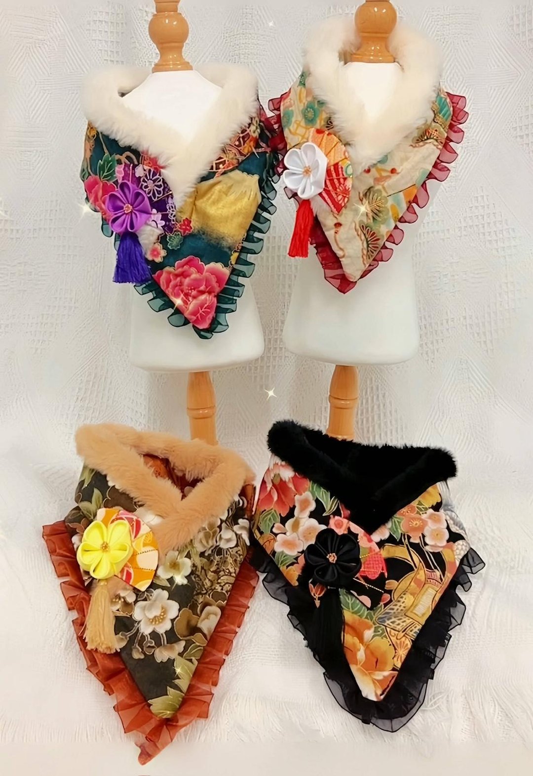 日本布料限定 - 日式和风双面可戴宠物围巾 - 衣/帽 - 棉 多色