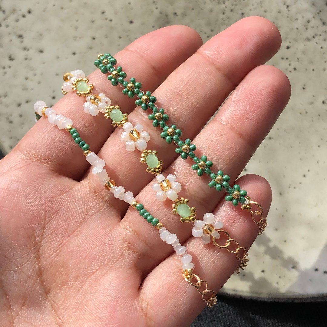 3 set green chokers custom - 项链 - 玻璃 蓝色