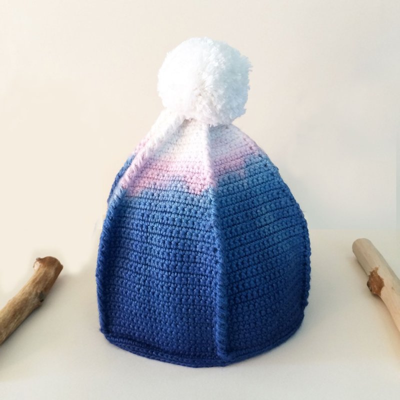 订制品-下次旅行之帽{晨雾 } -渐层球球毛帽 - 帽子 - 其他材质 蓝色