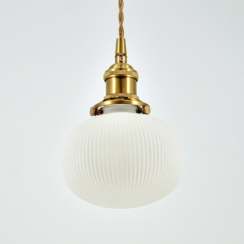 简约现代 日式线条圆球雾面陶瓷玄关吧台餐厅小吊灯 - 灯具/灯饰 - 陶 