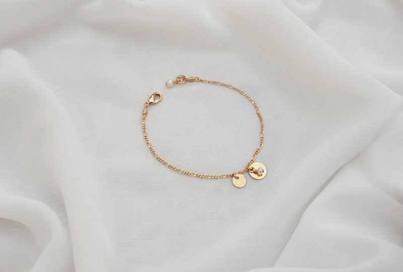 圆氐  人鱼眼泪  大小圆片手链    镀18K金色 - 手链/手环 - 铜/黄铜 金色