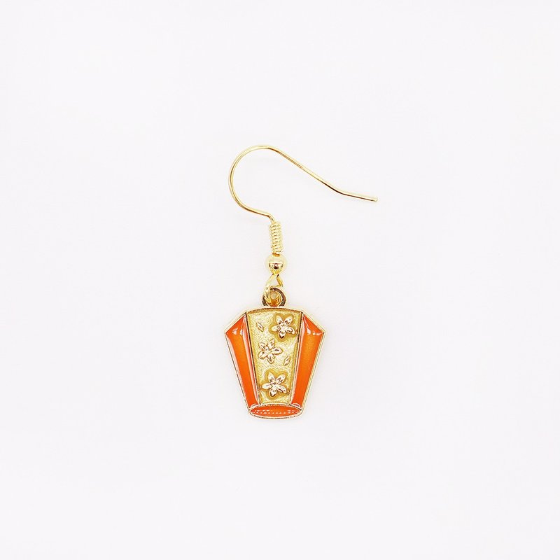 【卡片耳环】台湾文化 入色款 天灯 祈福 十分 礼品 - 耳环/耳夹 - 其他金属 