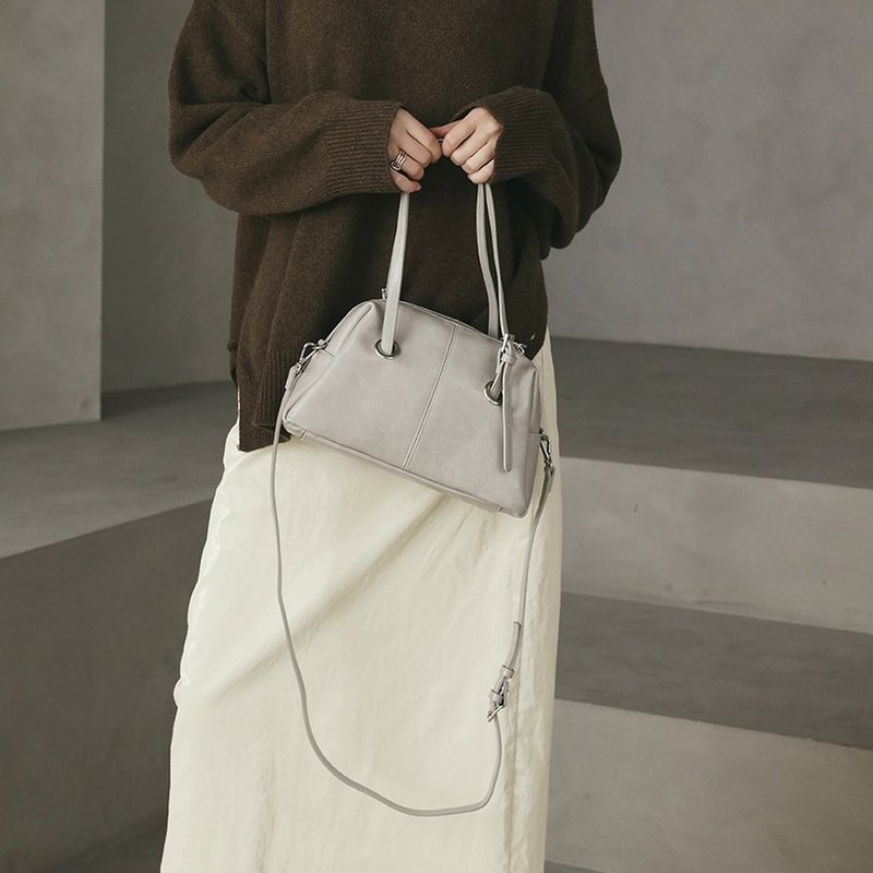 韩国制 MUR Arti Vegan Leather 包包  (Crinkle Light grey) - 侧背包/斜挎包 - 环保材料 