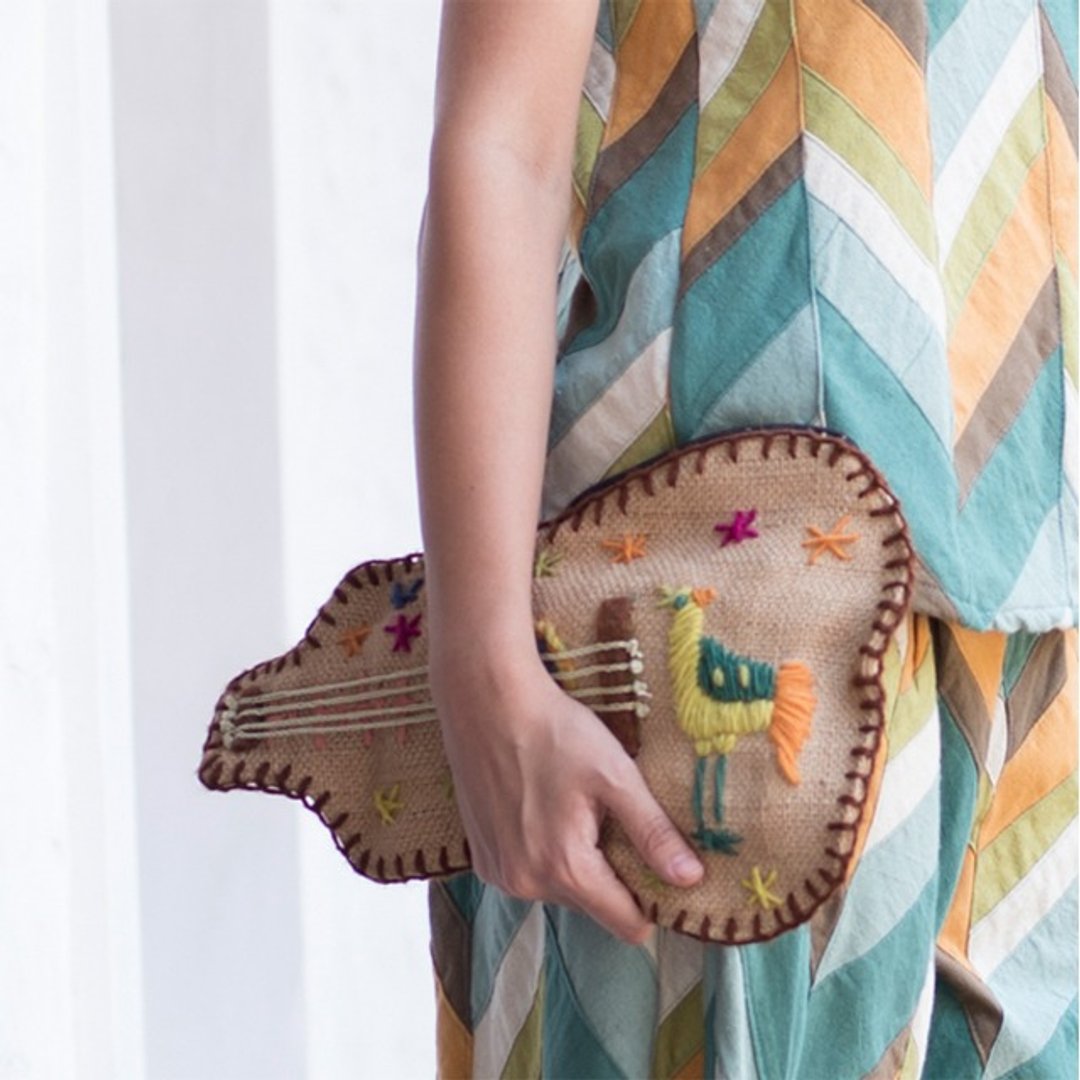 ukulele song bag - 侧背包/斜挎包 - 棉 金色