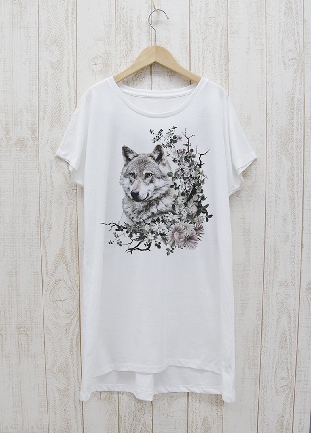 ronronWOLF 洋装 T 恤 Called? 白色 / R035-O-WH - 洋装/连衣裙 - 棉 白色