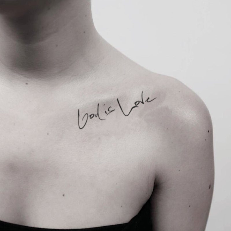 OhMyTat 上帝就是爱 God Is Love 刺青图案纹身贴纸 (2 张) - 纹身贴 - 纸 黑色