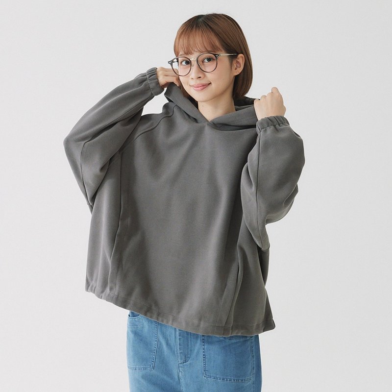 【Simply Yours】下摆抽绳斜肩帽T 紫咖F - 女装上衣 - 棉．麻 咖啡色