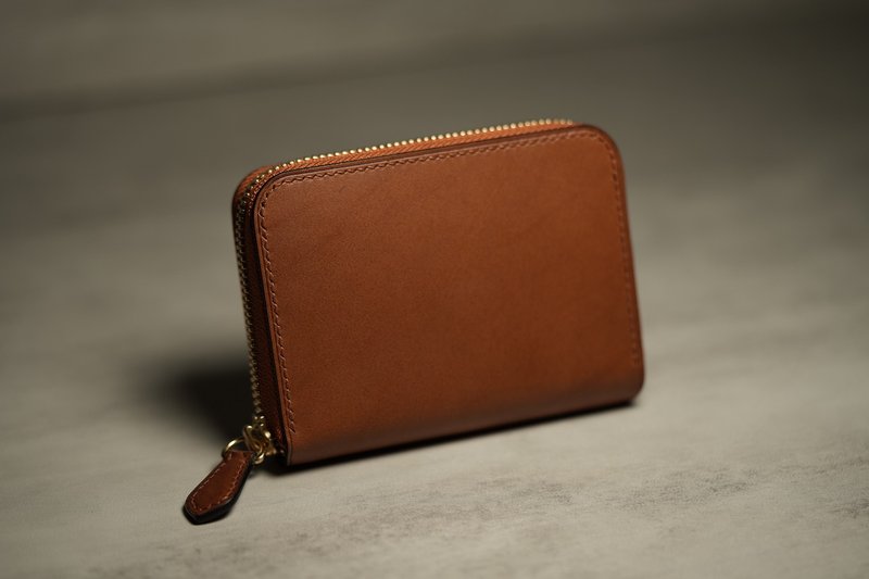 Herry Hsieh - 短夹 / 拉链式 / 白兰地棕 - 皮夹/钱包 - 真皮 