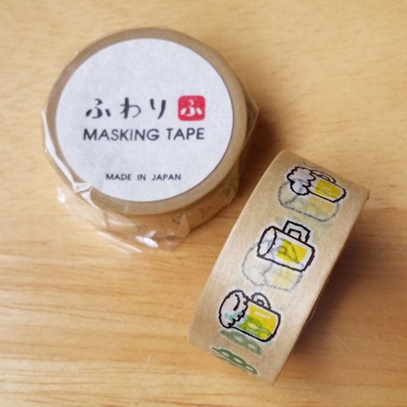 日本 伊予和纸 Fuwari 和纸胶带【啤酒(FW47009)】 - 纸胶带 - 纸 卡其色