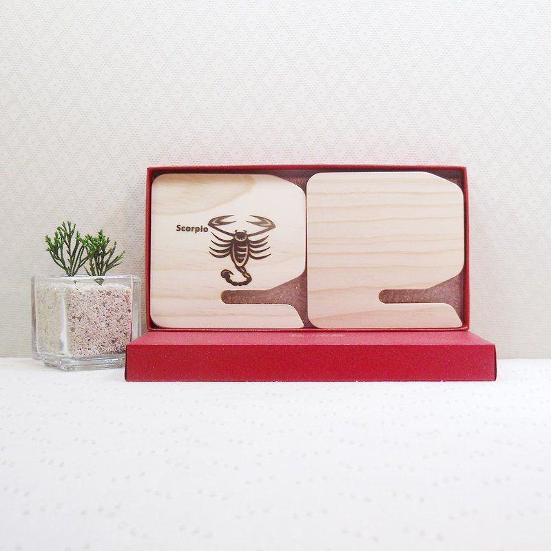 天蝎座 星座 手机座 杯垫 毕业 生日礼物 商务馈赠 定制化 祝福语 - 其他 - 木头 咖啡色