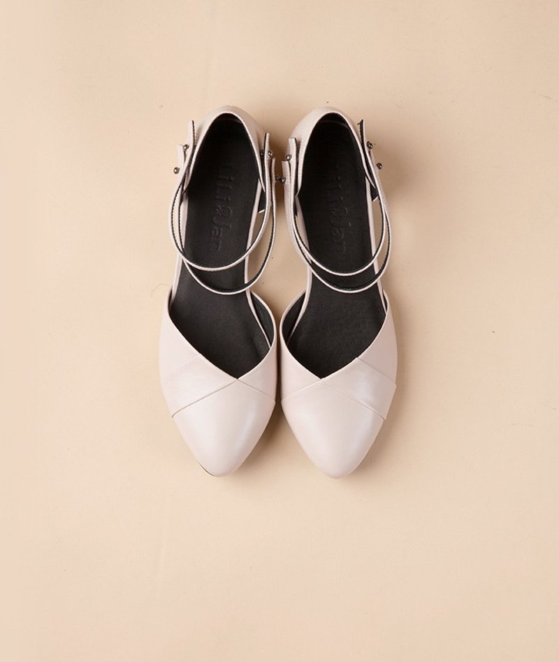 【美好时光】双系带两穿低跟凉鞋-蜥蜴裸粉 - 男女凉鞋 - 真皮 粉红色