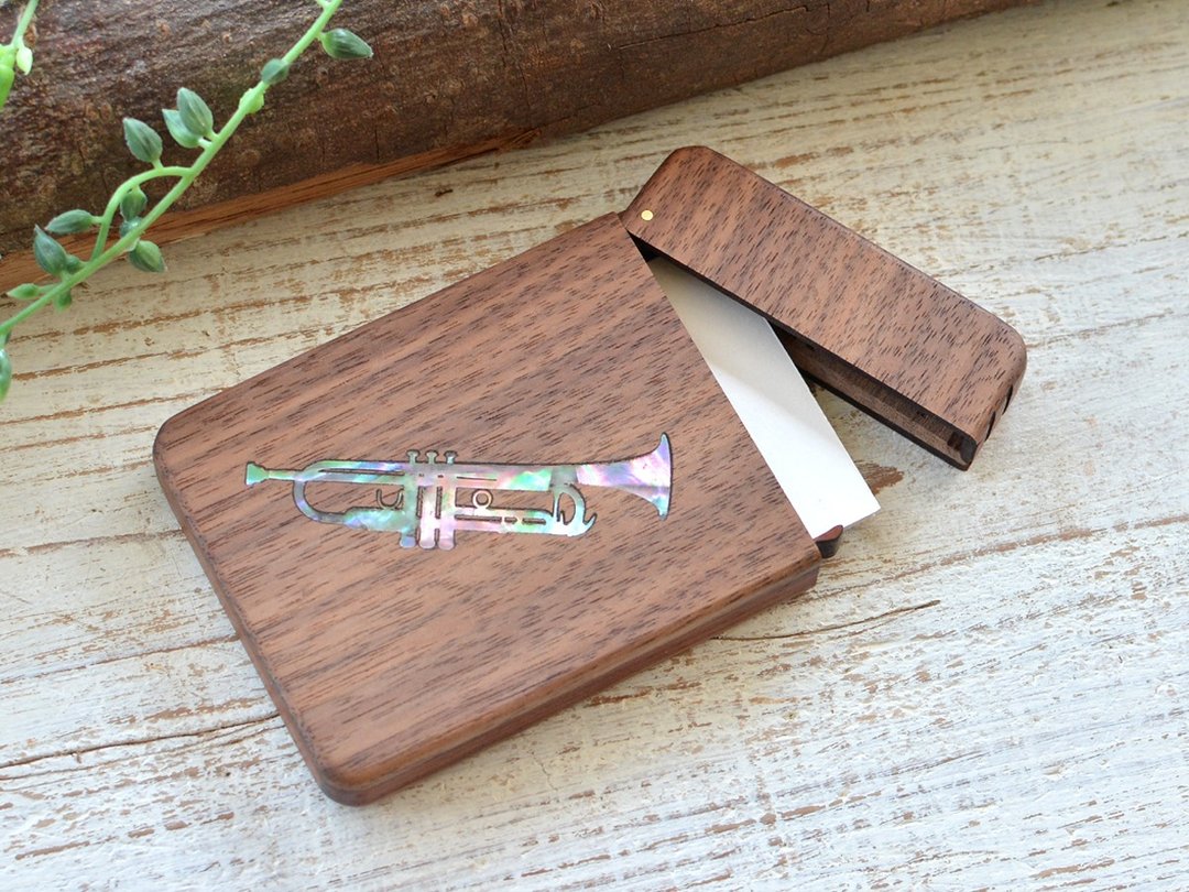 Wooden business card holder [trumpet] walnut - 名片夹/名片盒 - 木头 咖啡色