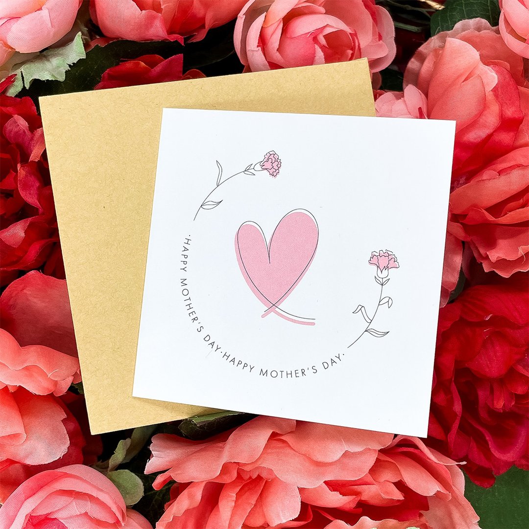 爱心 Happy Mother's Day 母亲节卡片 |母亲节 |礼盒|春天|送礼 - 卡片/明信片 - 纸 白色