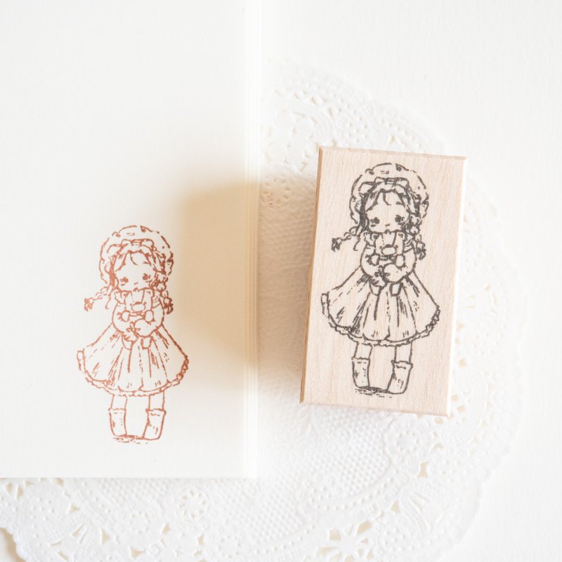 印章 - 穿着睡衣女孩 - 印章/印台 - 橡胶 咖啡色