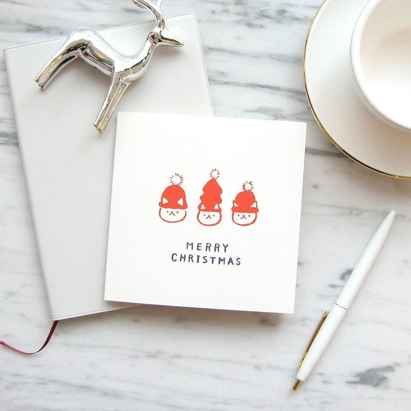 Somecats 圣诞贺卡猫三重奏合唱团 - 卡片/明信片 - 纸 白色