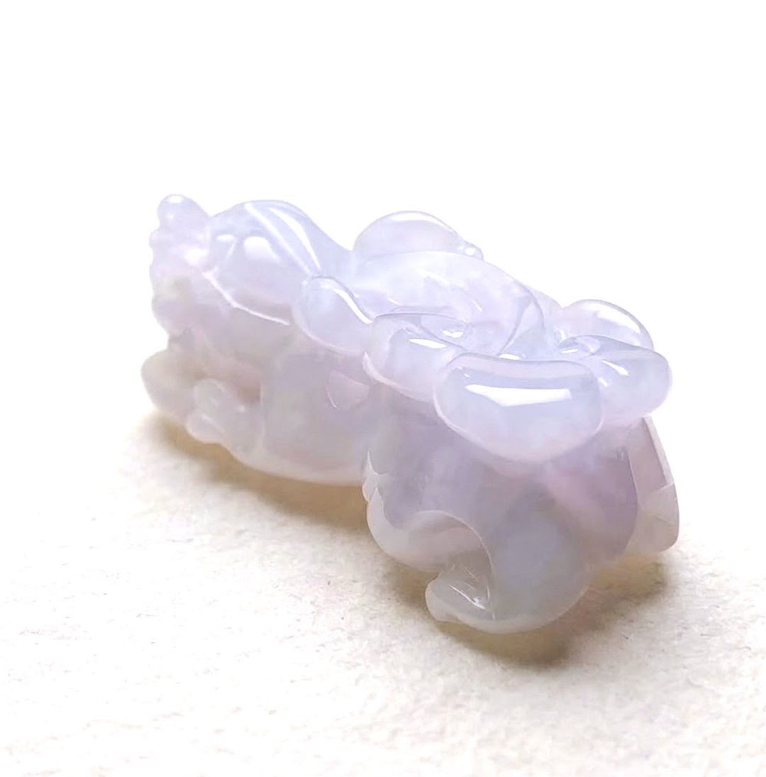 【招财神兽】冰种紫罗兰翡翠貔貅 | 天然缅甸玉翡翠A货 | 送礼 - 摆饰 - 玉石 紫色