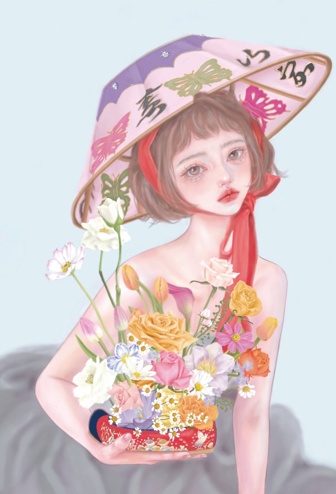 花卉鞋 - 贴纸 - 纸 多色