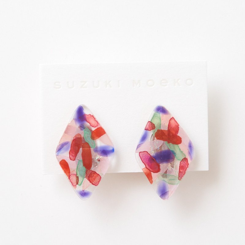 earrings (夾式) - 耳环/耳夹 - 压克力 红色