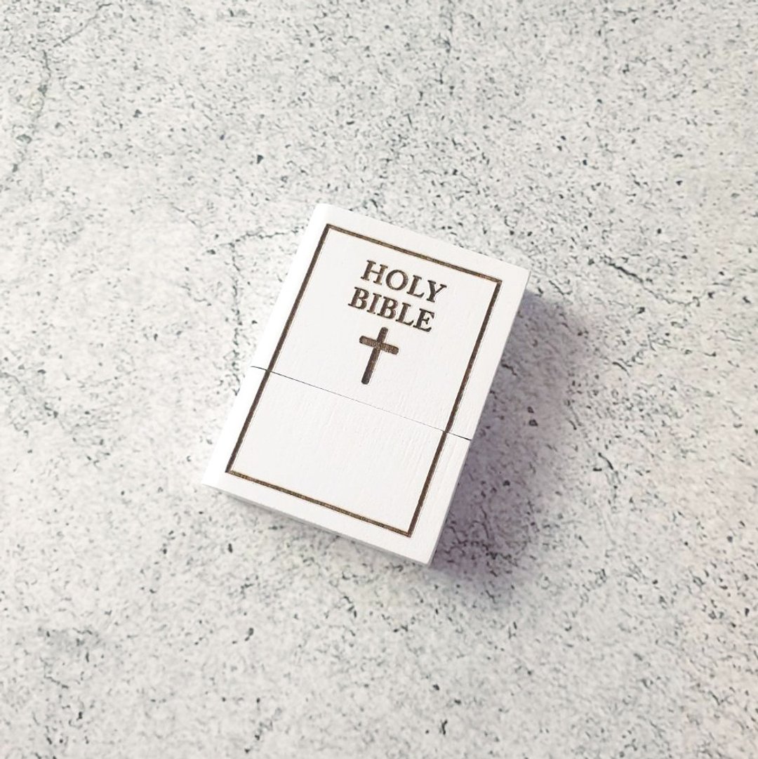 【圣诞定制礼物】 USB 原木随身碟 HOLY BIBLE 圣经 爱的诗篇 - U盘 - 木头 白色