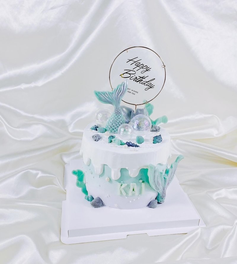 绿紫系鱼尾 生日蛋糕 蛋糕 定制化 甜点 母亲节 6 8寸 面交 - 蛋糕/甜点 - 新鲜食材 绿色