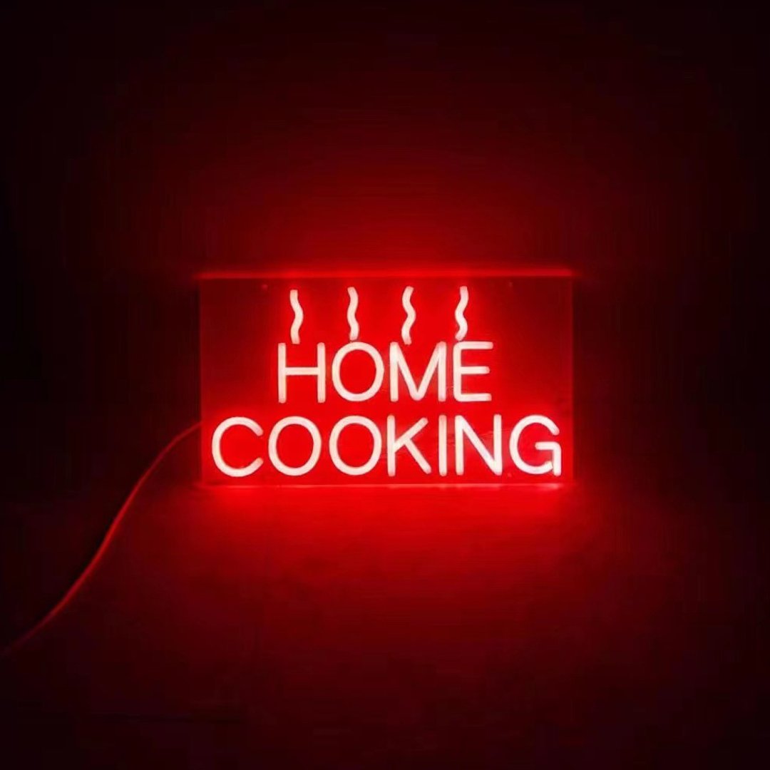 定制霓虹文字图案灯 / HOME COOKING / 餐厅厨房夜灯 / 宽度50cm - 灯具/灯饰 - 压克力 透明