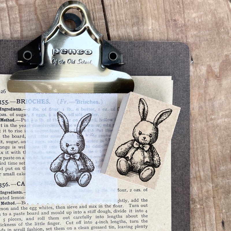 泰迪兔橡皮图章兔子毛绒动物邮票印章橡皮图章印章古董印章 - 印章/印台 - 木头 咖啡色