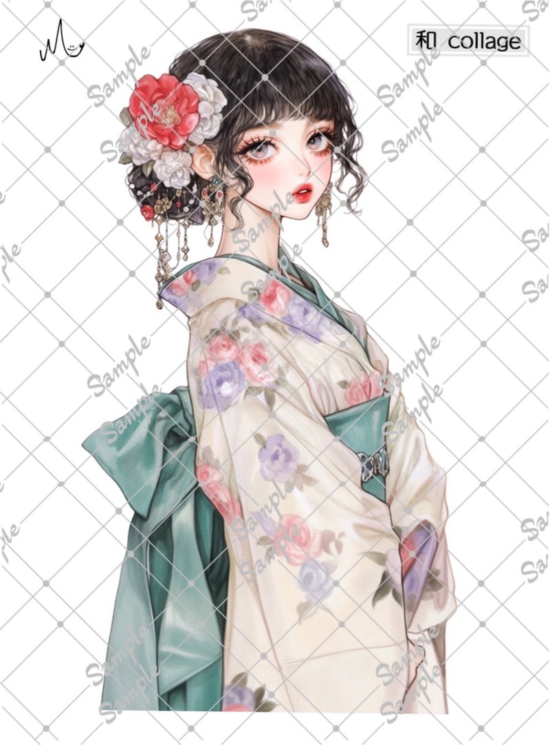 原创人物贴纸 和风系列 期间限定至1月10日 - 贴纸 - 纸 